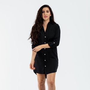 Girlfriend Shirtdress Mini in Black Tencel